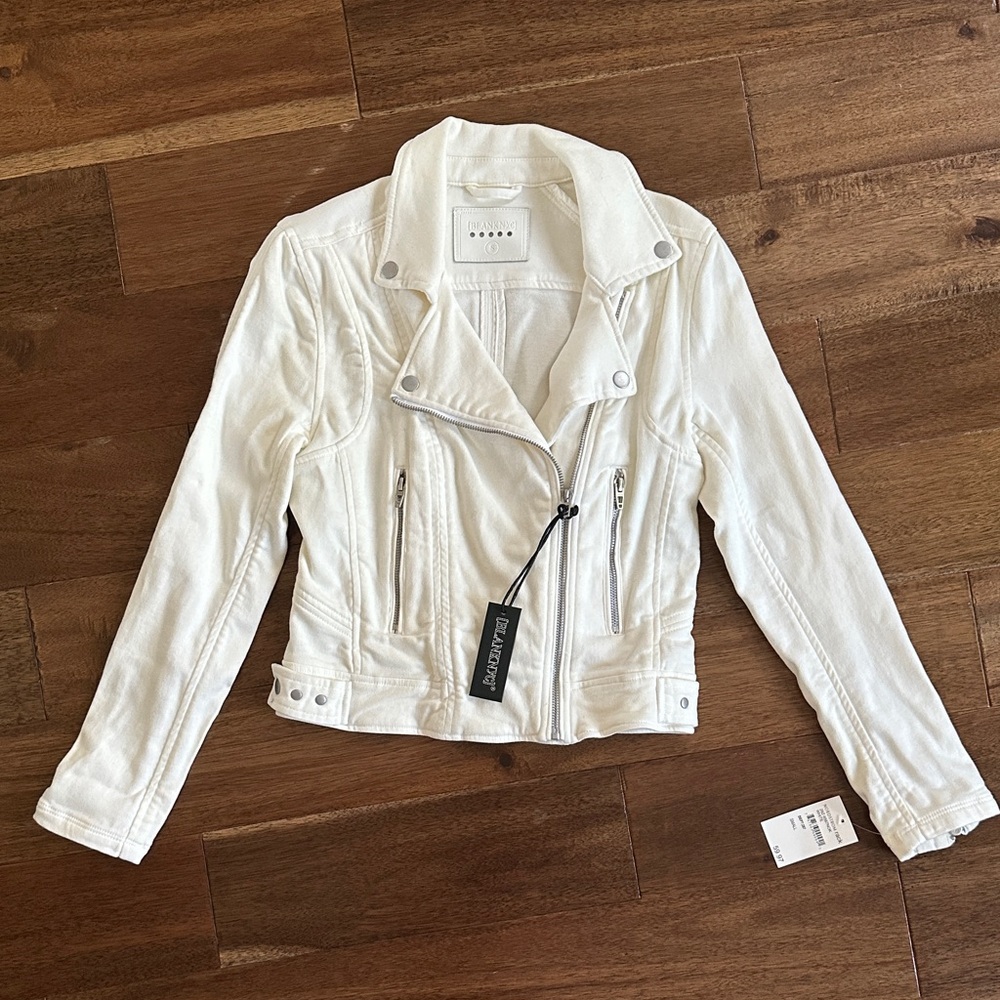NWT BLANK NYC Women's White Moto Soft Stretch Cotton Jacket